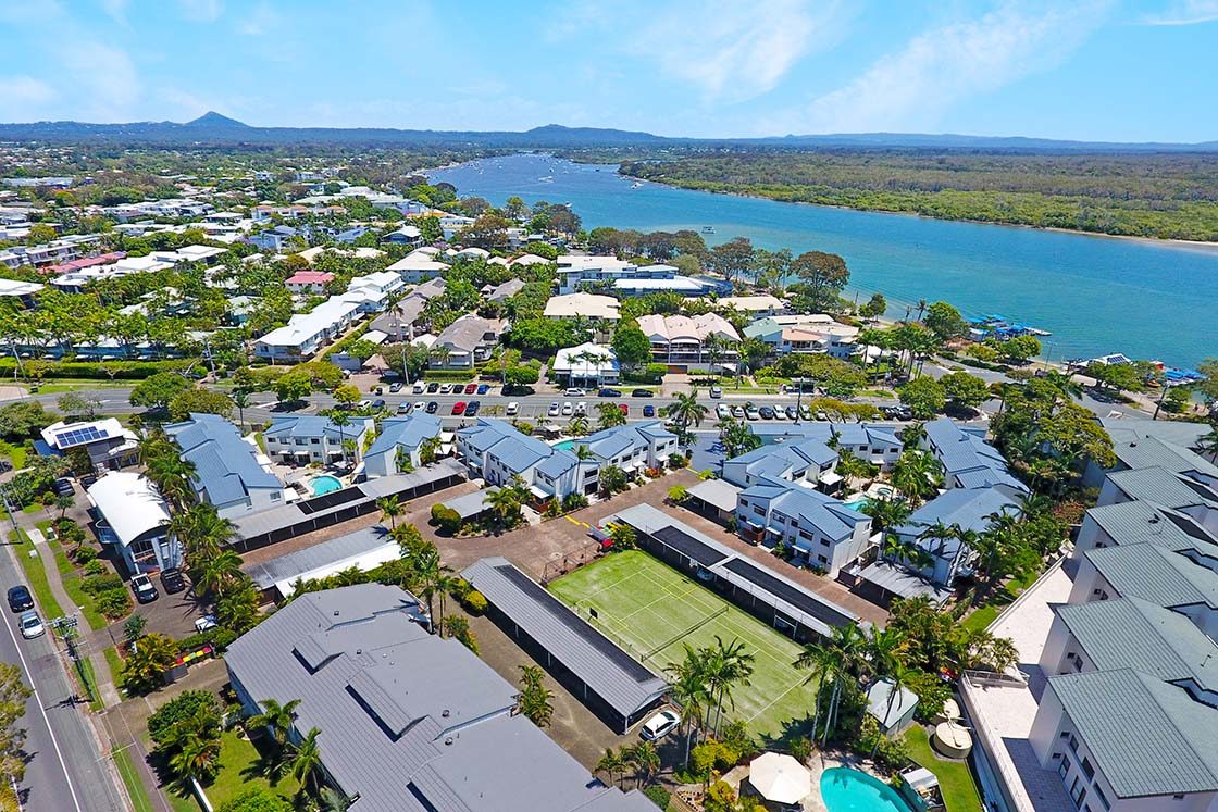 noosa resorts for families - view of Noosa Place resort and river